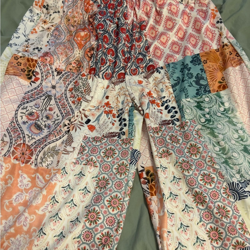 SHEIN Multicolor Patchwork Wide Leg Pants